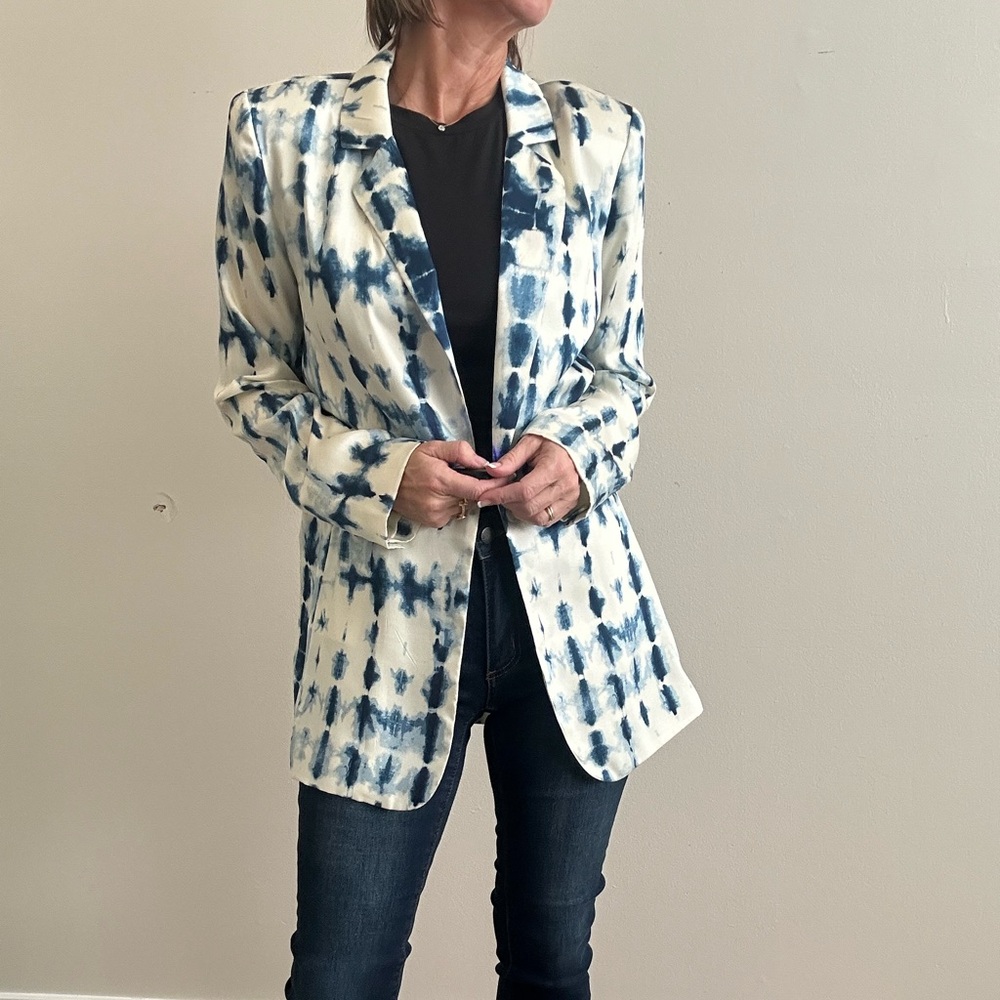House of Harlow 1960 Blue and White Tie-Dye Jacket